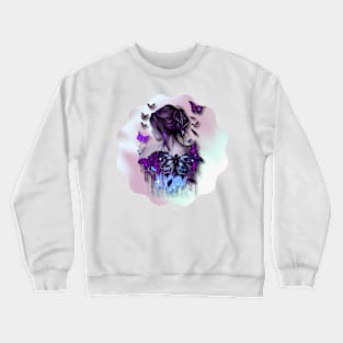 Girl with Butterflies 3 Crewneck Sweatshirt